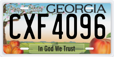 GA license plate CXF4096