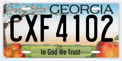 GA license plate CXF4102