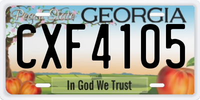 GA license plate CXF4105