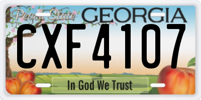 GA license plate CXF4107
