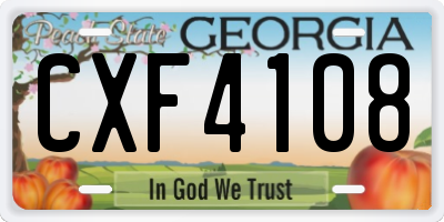 GA license plate CXF4108