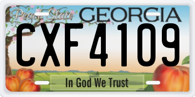 GA license plate CXF4109