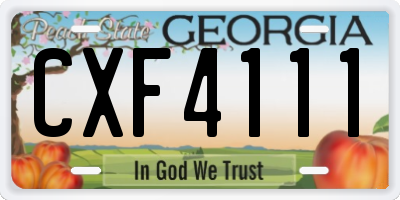 GA license plate CXF4111