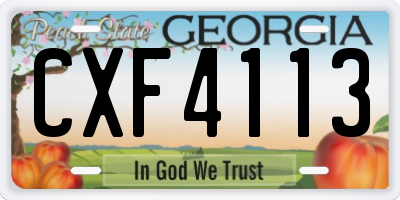 GA license plate CXF4113
