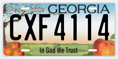 GA license plate CXF4114