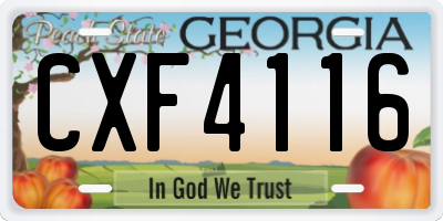 GA license plate CXF4116