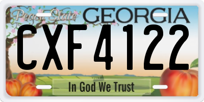 GA license plate CXF4122