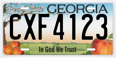 GA license plate CXF4123