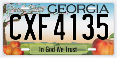 GA license plate CXF4135