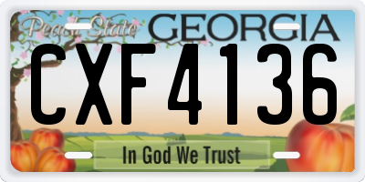 GA license plate CXF4136