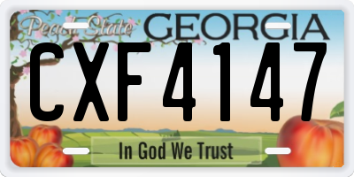 GA license plate CXF4147