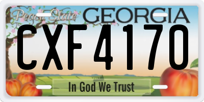 GA license plate CXF4170