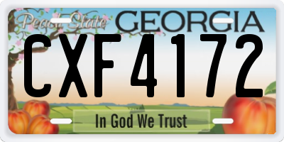 GA license plate CXF4172