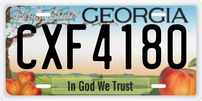 GA license plate CXF4180