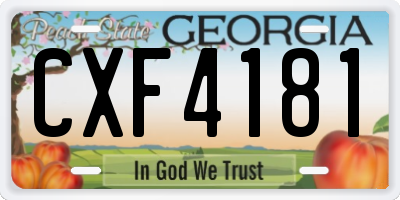 GA license plate CXF4181