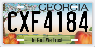 GA license plate CXF4184
