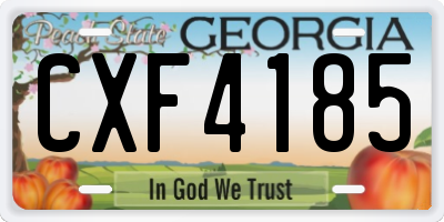GA license plate CXF4185