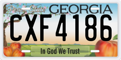 GA license plate CXF4186