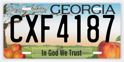 GA license plate CXF4187