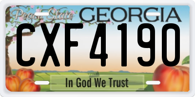GA license plate CXF4190