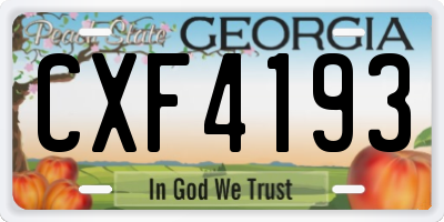 GA license plate CXF4193