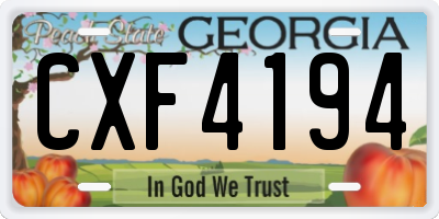 GA license plate CXF4194