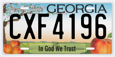 GA license plate CXF4196