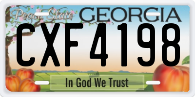 GA license plate CXF4198