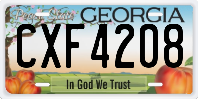 GA license plate CXF4208