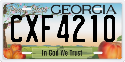 GA license plate CXF4210