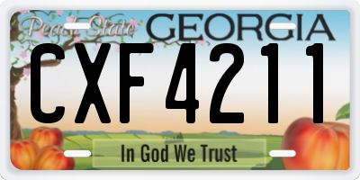 GA license plate CXF4211
