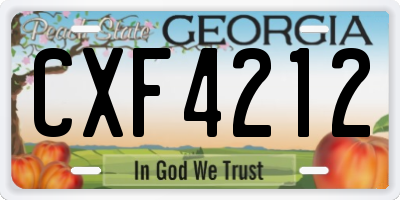 GA license plate CXF4212
