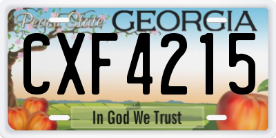 GA license plate CXF4215