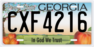 GA license plate CXF4216