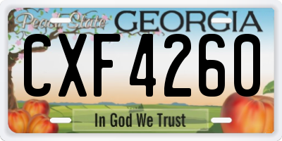 GA license plate CXF4260