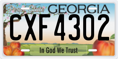 GA license plate CXF4302
