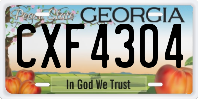 GA license plate CXF4304