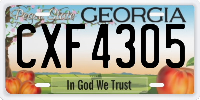 GA license plate CXF4305