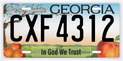 GA license plate CXF4312