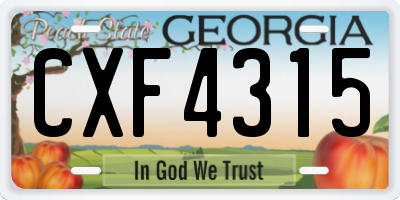 GA license plate CXF4315