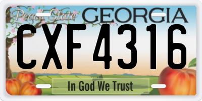 GA license plate CXF4316