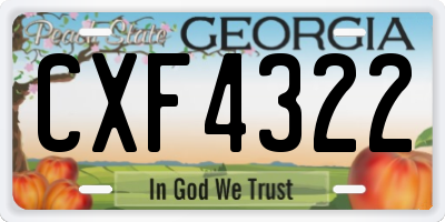 GA license plate CXF4322
