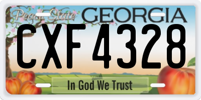 GA license plate CXF4328