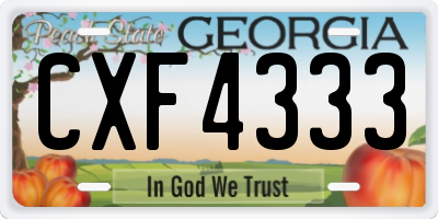 GA license plate CXF4333