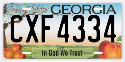 GA license plate CXF4334