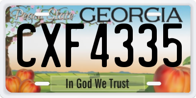 GA license plate CXF4335