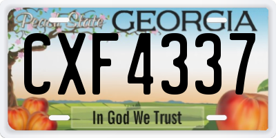 GA license plate CXF4337