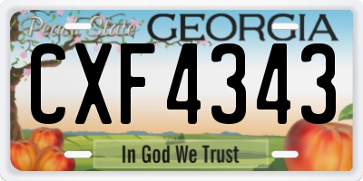 GA license plate CXF4343