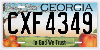 GA license plate CXF4349