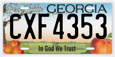 GA license plate CXF4353